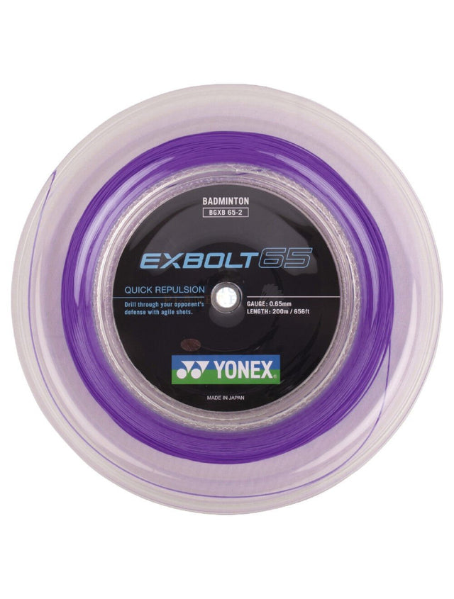 Naciąg do badmintona Yonex Exbolt 65 fioletowy ze szpuli