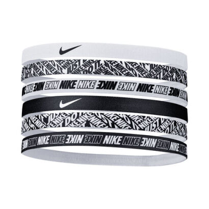 Opaski na głowę Nike Printed Headbands 6 czarno-białe