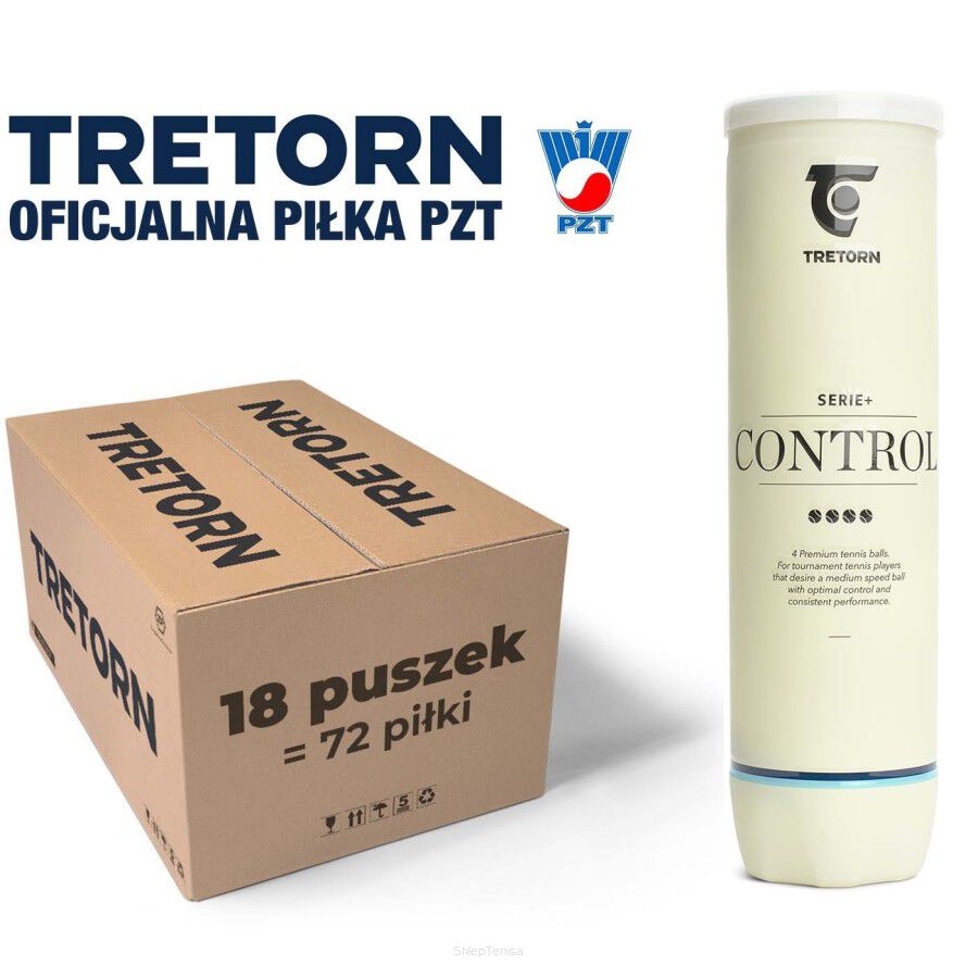 Karton piłek tenisowych Tretorn Serie+ Control 18 x 4B biała puszka