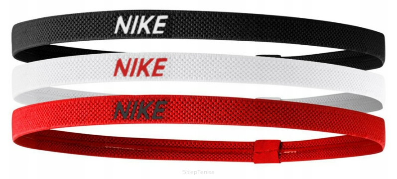 Opaski na głowę Nike Elastic Headbands biało-czarno-czerwone x3