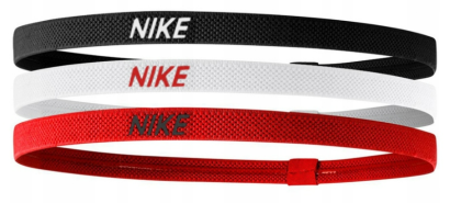 Opaski na głowę Nike Elastic Headbands biało-czarno-czerwone x3