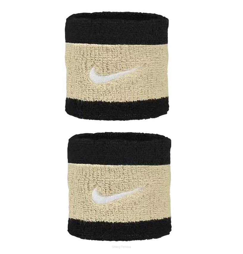 Frotka tenisowa Nike Swoosh Wristbands czarno-beżowa