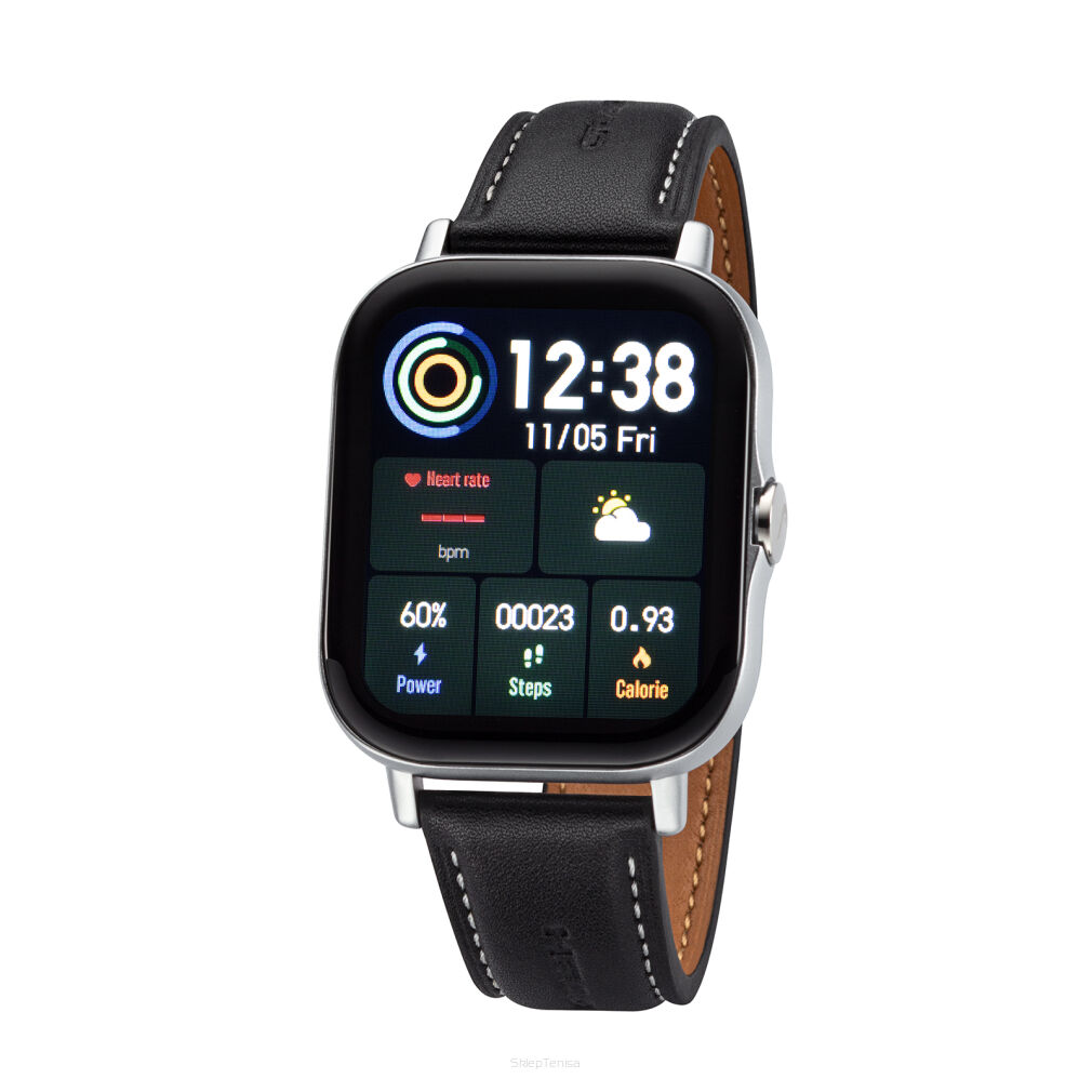 Zegarek sportowy smartwatch Head Los Angeles srebrno-czarny (skóra)