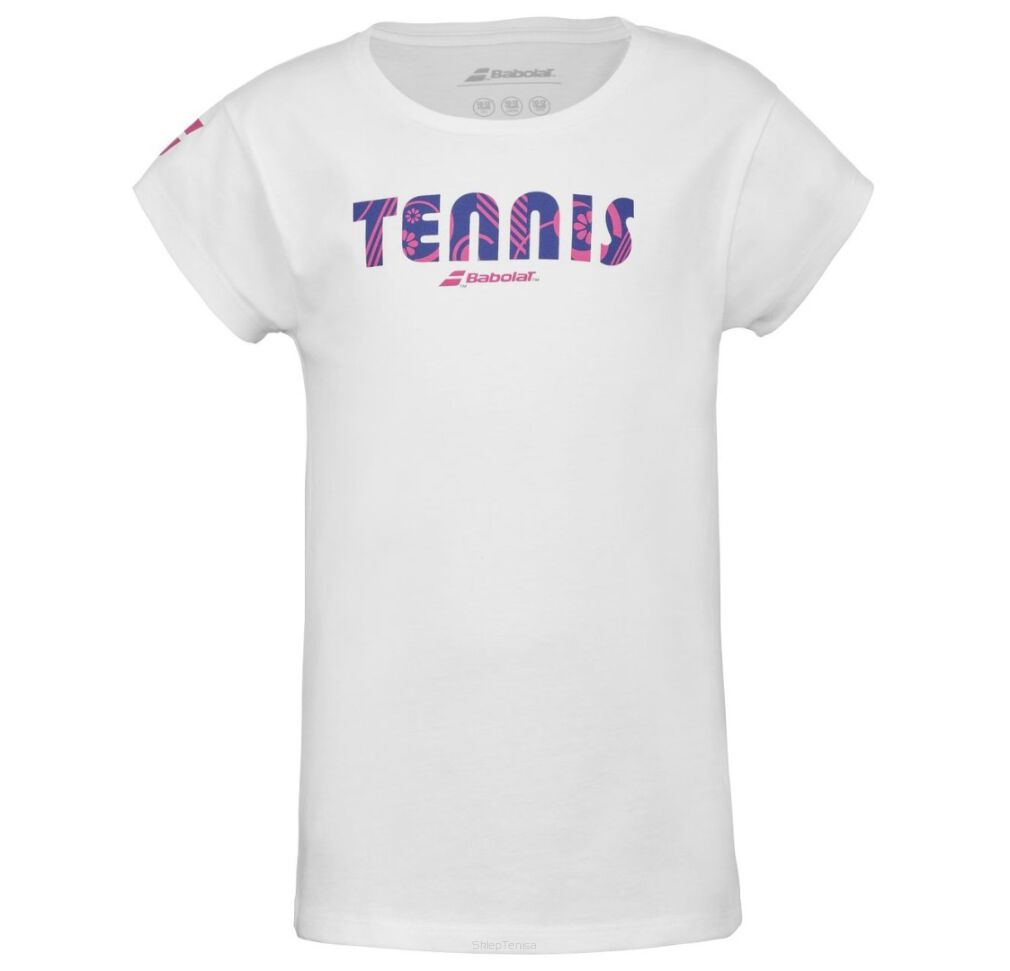 Koszulka tenisowa Babolat Exercise Cotton Tee Girl Tennis biała