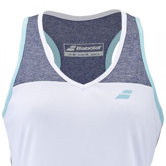 Top juniorski Babolat Play Tank Top Girl biało-niebieski