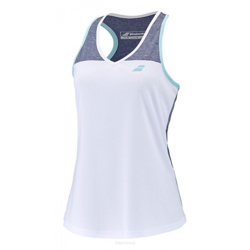 Top juniorski Babolat Play Tank Top Girl biało-niebieski