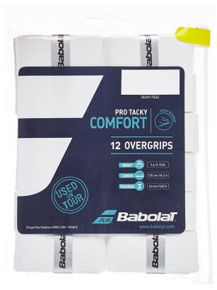 Owijki tenisowe Babolat Pro Tacky Comfort białe x12