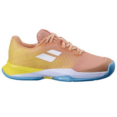 Buty tenisowe juniorskie Babolat Jet Mach 3 AC - coral/gold