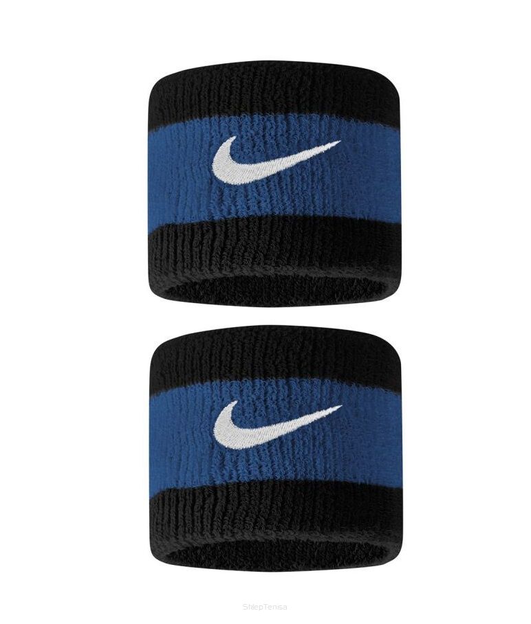 Frotka tenisowa Nike Swoosh Wristbands czarno-niebieska