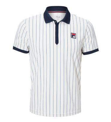 Koszulka tenisowa Fila Polo Stripes Bjorn biała