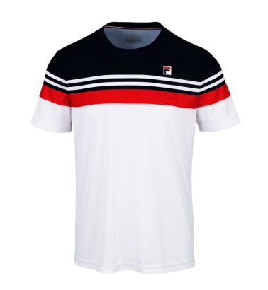 Koszulka tenisowa Fila T-shirt Malte biało-granatowa