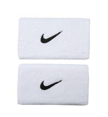 Frotka tenisowa Nike Swoosh Double-Wide biała z czarnym logo
