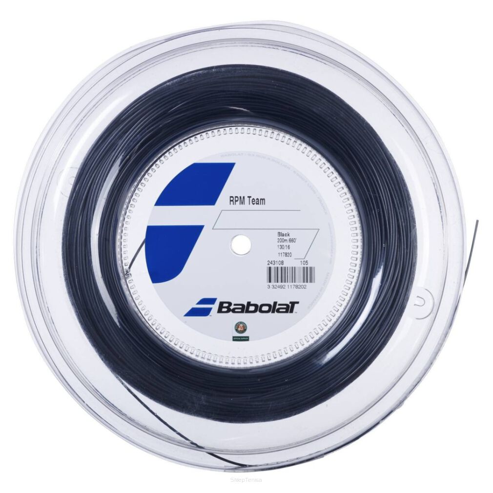 Naciąg tenisowy Babolat RPM Team 1.25mm czarny cała szpula 200m