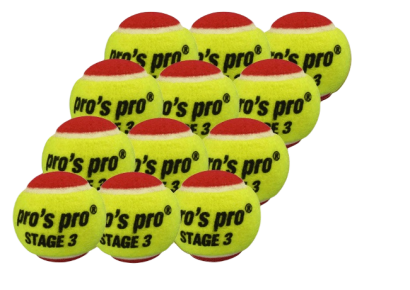 Piłki tenisowe Pro's-Pro juniorskie czerwone 12 sztuk