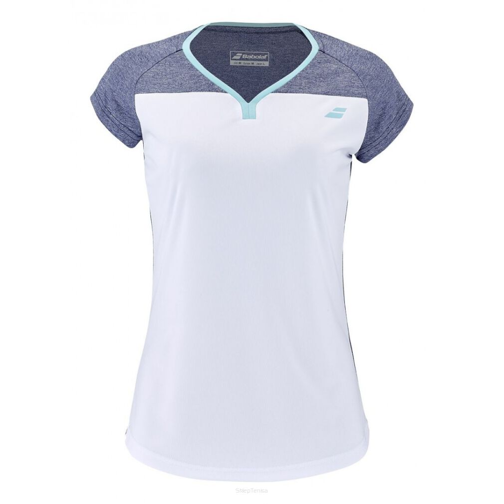 Koszulka juniorska Babolat Play Cap Sleeve Top Girl biało-szara