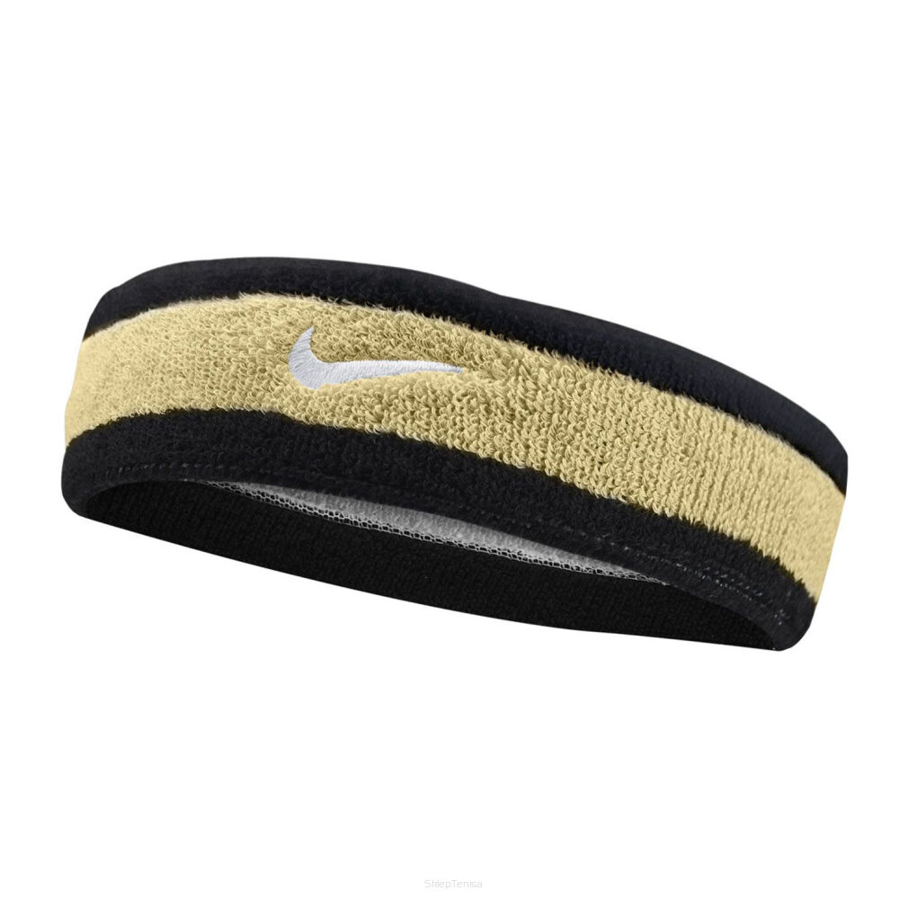 Frotka tenisowa na głowę Nike Swoosh Headband czarno-beżowa