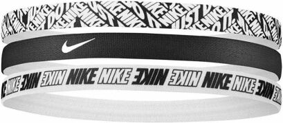Opaski na głowę Nike Printed Headbands czarno-białe x3