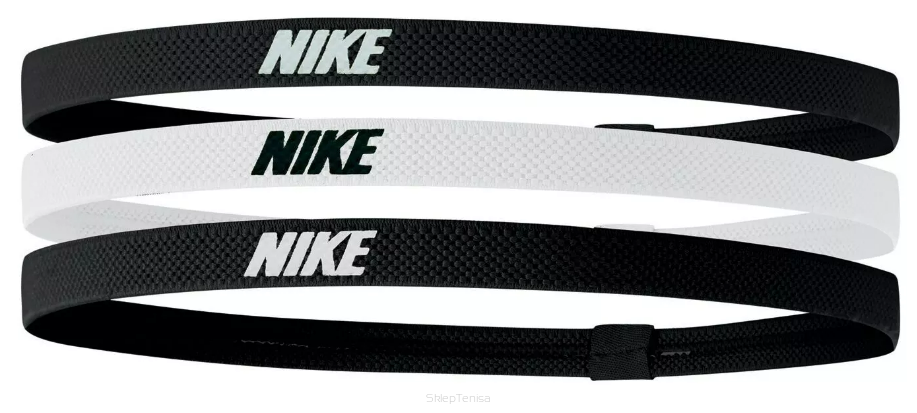 Opaski na głowę Nike Elastic Headbands biało-czarne x3