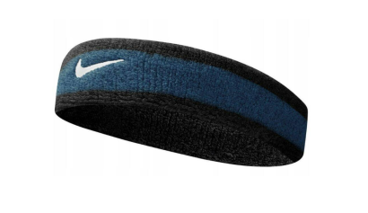 Frotka tenisowa na głowę Nike Swoosh Headband niebiesko-czarna