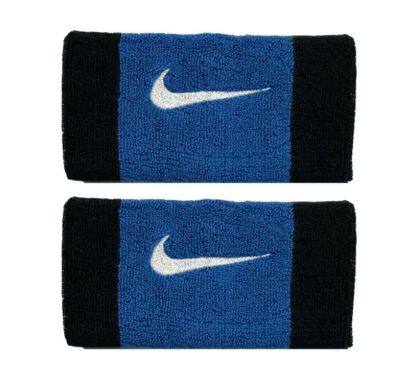 Frotki tenisowe Nike Swoosh Double-Wide czarno-niebieskie