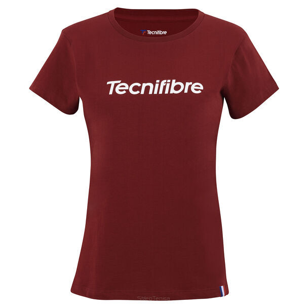 Koszulka tenisowa damska Tecnifibre Club Cotton Tee bordowa