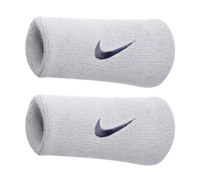 Frotki tenisowe Nike Swoosh Double-Wide białe z granatowym logo