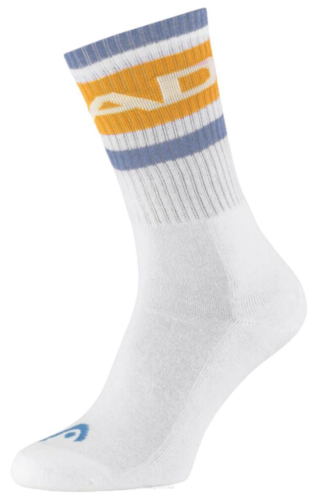 Skarpety tenisowe Head Socks Tennis 1P - białe z dodatkiem żółtego