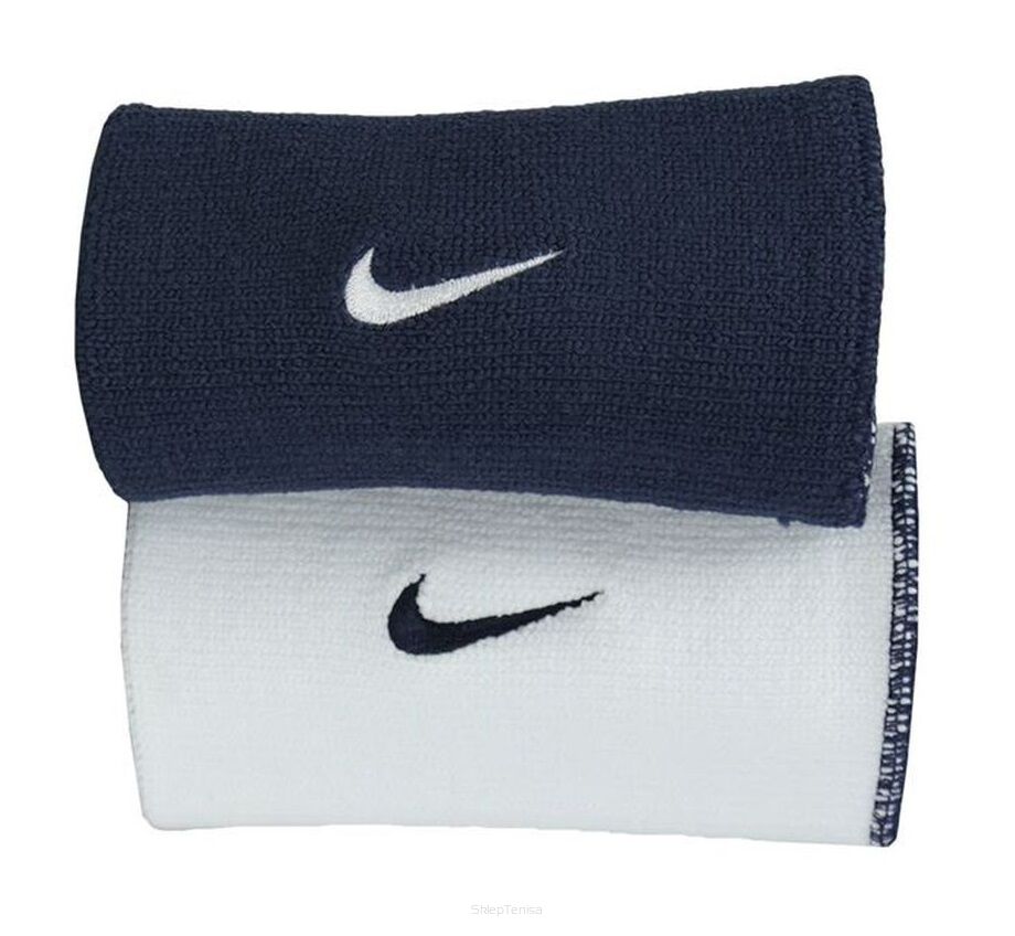 Frotka tenisowa Nike Dri-Fit Home and Away Wristbands biało-granatowa