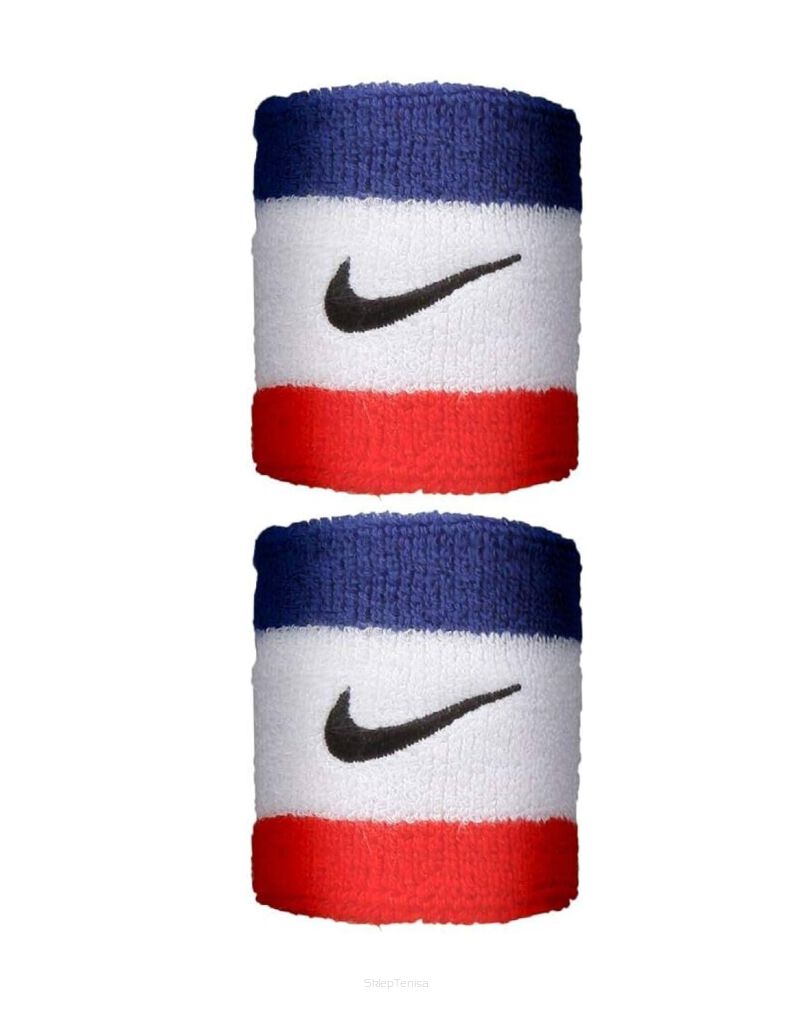 Frotka tenisowa Nike Swoosh Wristbands biała/czerwona/niebieska