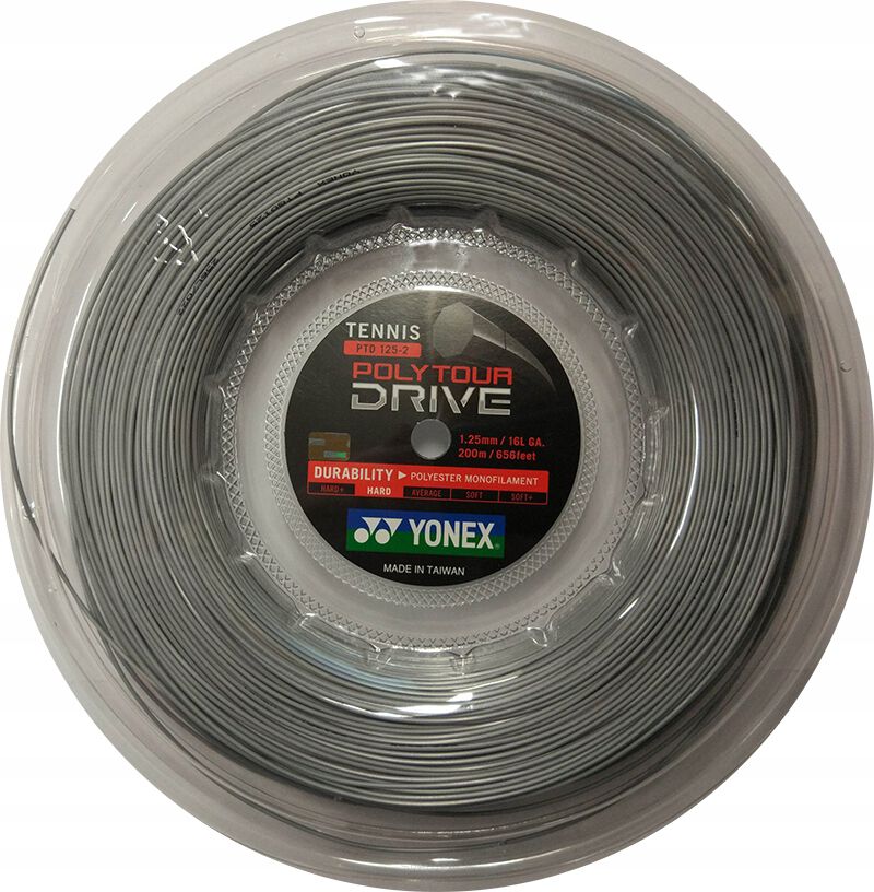 Naciąg tenisowy Yonex PolyTourDrive 1.25 ze szpuli srebrny